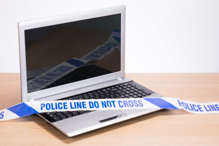 police line across computer