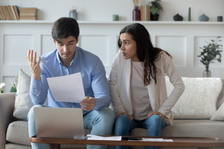 Couple looking at lease