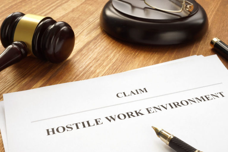 Claim about hostile work environment in a court.