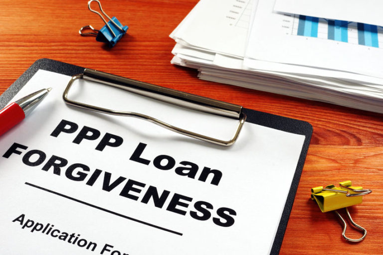 Paycheck Protection Program PPP Loan forgiveness application form.