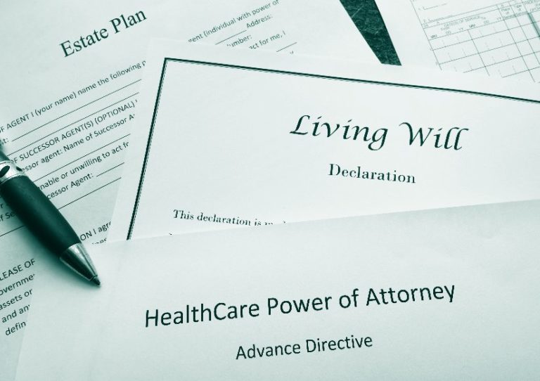 Estate plan, living will, and healthcare power of attorney documents