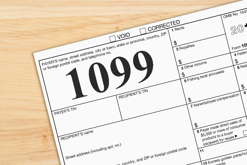 A us federal tax 1099 income tax form on a desk