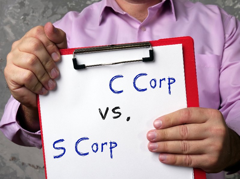 Picture of Financial concept meaning c corp vs. s corp with inscription on the piece of paper