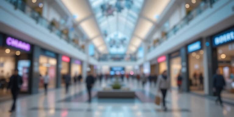 A photo of a shopping mall with a lot of Franchises